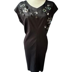 Robert Rodriguez LBD Holidy Party Embellished Dress Women Size 4 Black Silver